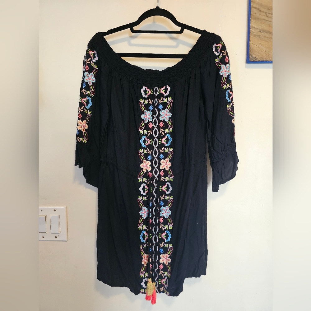Black Floral Embroidered Dress